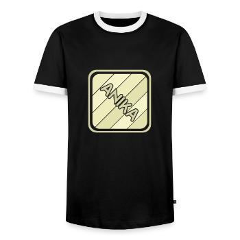 Nom de la fille Anika - T-shirt contrasté Homme - noir/blanc - Devant - AI Model Female 172 light (172cm) & AI Model Male 178 light (178cm)