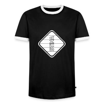 Prénom Stina - T-shirt contrasté Homme - noir/blanc - Devant - AI Model Female 172 light (172cm) & AI Model Male 178 light (178cm)