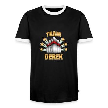 Bowling Derek - Men's Ringer Shirt - black/white - Front - AI Model Female 172 light (172cm) & AI Model Male 178 light (178cm)