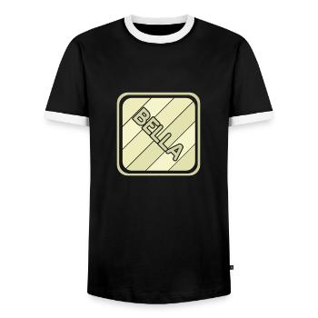 Nom de la fille Bella - T-shirt contrasté Homme - noir/blanc - Devant - AI Model Female 172 light (172cm) & AI Model Male 178 light (178cm)