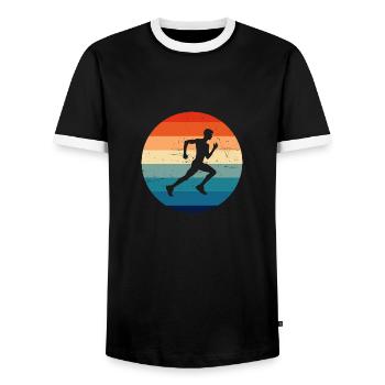 Course Cross Country Running Fitness Femmes - T-shirt contrasté Homme - noir/blanc - Devant - AI Model Female 172 light (172cm) & AI Model Male 178 light (178cm)