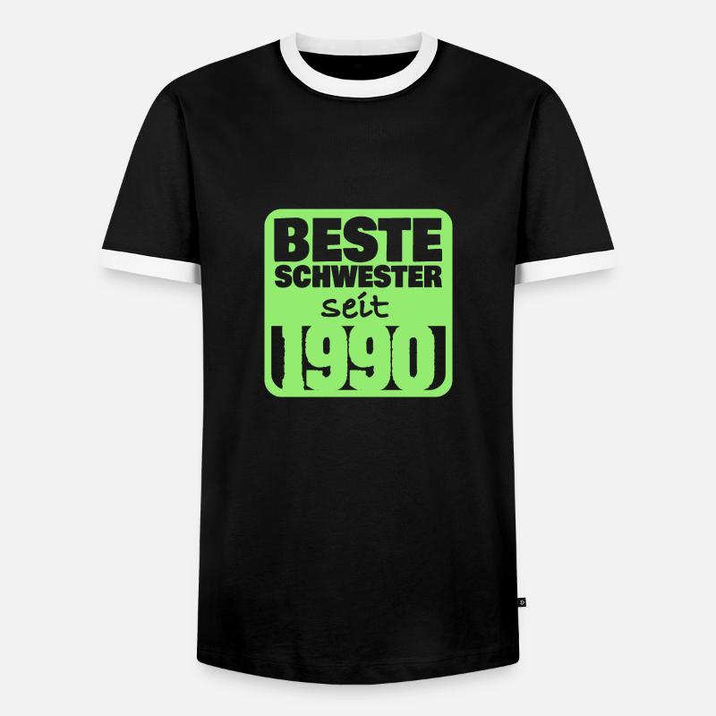 1990 - Männer Kontrast-T-Shirt - Schwarz/Weiß