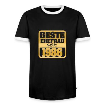 Verheiratet 1986 - Männer Kontrast-T-Shirt - Schwarz/Weiß - Vorne - AI Model Female 172 light (172cm) & AI Model Male 178 light (178cm)