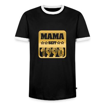 Maman 1990 - T-shirt contrasté Homme - noir/blanc - Devant - AI Model Female 172 light (172cm) & AI Model Male 178 light (178cm)