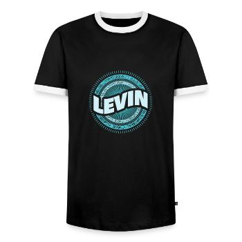 Levin gift idea - Men's Ringer Shirt - black/white - Front - AI Model Female 172 light (172cm) & AI Model Male 178 light (178cm)
