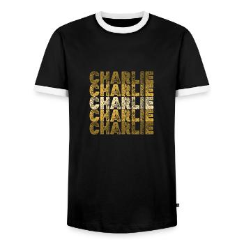 Charlie - Men's Ringer Shirt - black/white - Front - AI Model Female 172 light (172cm) & AI Model Male 178 light (178cm)