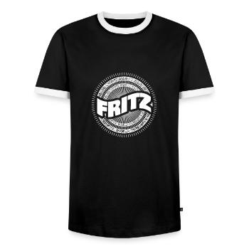 Gift idea Fritz - Men's Ringer Shirt - black/white - Front - AI Model Female 172 light (172cm) & AI Model Male 178 light (178cm)