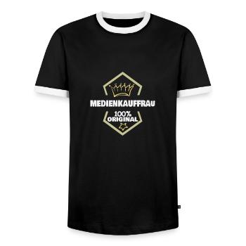 Commis aux médias - T-shirt contrasté Homme - noir/blanc - Devant - AI Model Female 172 light (172cm) & AI Model Male 178 light (178cm)
