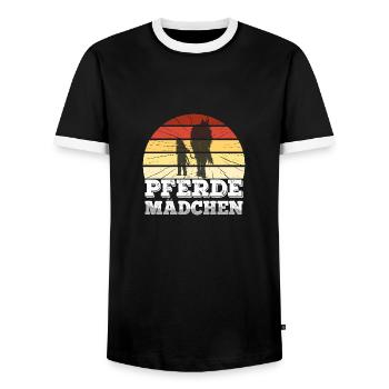 Pferde Mädchen Western Halter Pferd Reiten - Männer Kontrast-T-Shirt - Schwarz/Weiß - Vorne - AI Model Female 172 light (172cm) & AI Model Male 178 light (178cm)