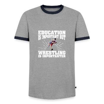 Lutte Lutte Sport Lutte Libre Dicton - T-shirt contrasté Homme - gris/marine  - Devant - AI Model Female 172 light (172cm) & AI Model Male 178 light (178cm)