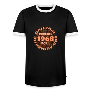 Prozent 1968 - Männer Kontrast-T-Shirt - Schwarz/Weiß - Vorne - AI Model Female 172 light (172cm) & AI Model Male 178 light (178cm)