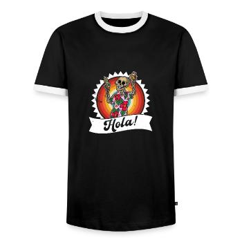 Skeleton Vacation Summer Mexico Beach Taco - Men's Ringer Shirt - black/white - Front - AI Model Female 172 light (172cm) & AI Model Male 178 light (178cm)