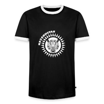 Astana Schneeeleopard Kasachstan National - Männer Kontrast-T-Shirt - Schwarz/Weiß - Vorne - AI Model Female 172 light (172cm) & AI Model Male 178 light (178cm)