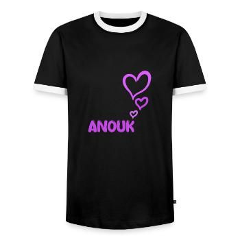 Geschenk für Anouk - Männer Kontrast-T-Shirt - Schwarz/Weiß - Vorne - AI Model Female 172 light (172cm) & AI Model Male 178 light (178cm)