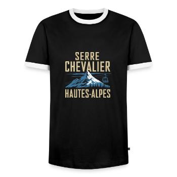Serre Chevalier - Hautes-Alpes - T-shirt contrasté Homme - noir/blanc - Devant - AI Model Female 172 light (172cm) & AI Model Male 178 light (178cm)