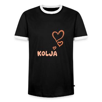 Geschenk für Kolja - Männer Kontrast-T-Shirt - Schwarz/Weiß - Vorne - AI Model Female 172 light (172cm) & AI Model Male 178 light (178cm)