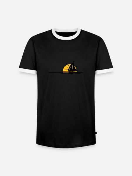 Schiffe - Segelboot Sonne - Männer Kontrast-T-Shirt - Schwarz/Weiß