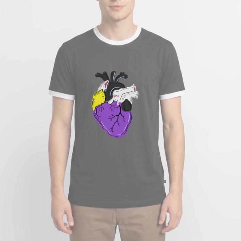 Nonbinary Pride Herz Nonbinary Pride Männer Kontrast-T-Shirt