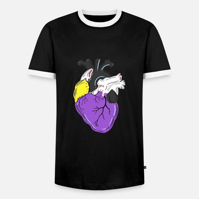 Nonbinary Pride Heart Nonbinary Pride - Men's Ringer Shirt - black/white