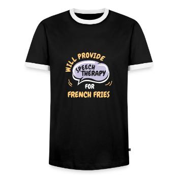 Fournir une orthophonie pour les frites Français drôles - T-shirt contrasté Homme - noir/blanc - Devant - AI Model Female 172 light (172cm) & AI Model Male 178 light (178cm)
