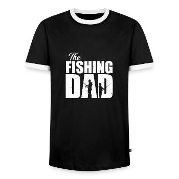 Pêcheur Papa Copain De Pêche Père Fils - T-shirt contrasté Homme - noir/blanc - Devant - AI Model Female 172 light (172cm) & AI Model Male 178 light (178cm)