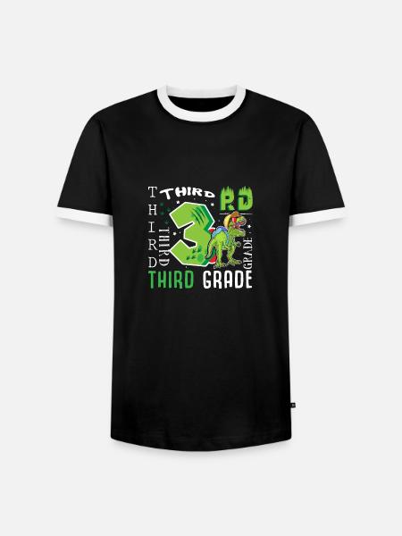 3rd class Dino T-Rex - Men's Ringer Shirt - black/white