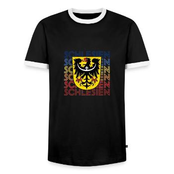 Schlesien Herkunft Provinz Deutschland Region - Männer Kontrast-T-Shirt - Schwarz/Weiß - Vorne - AI Model Female 172 light (172cm) & AI Model Male 178 light (178cm)