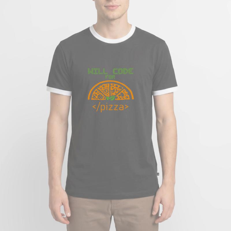 Codera pour Pizza Programmer Nerd Developer T-shirt contrasté Homme