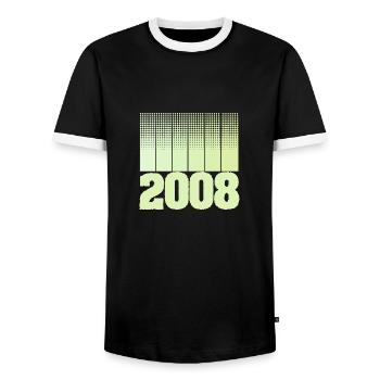 2008 - Men's Ringer Shirt - black/white - Front - AI Model Female 172 light (172cm) & AI Model Male 178 light (178cm)
