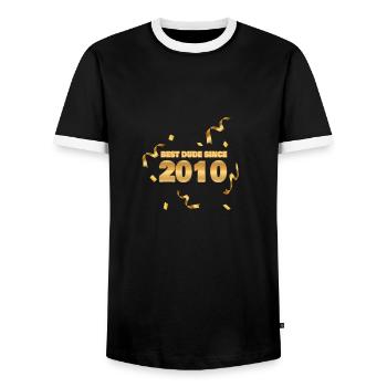 Vintage 2010 - Men's Ringer Shirt - black/white - Front - AI Model Female 172 light (172cm) & AI Model Male 178 light (178cm)