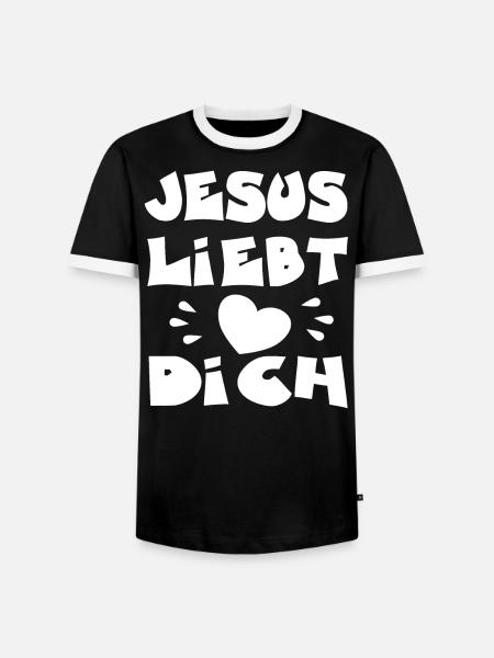 Jesus liebt dich - Männer Kontrast-T-Shirt - Schwarz/Weiß