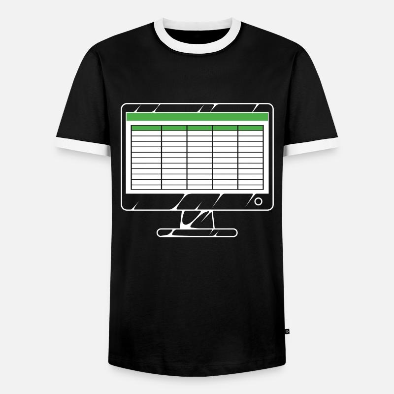 Computer mit Tabellenkalkulation - Männer Kontrast-T-Shirt - Schwarz/Weiß
