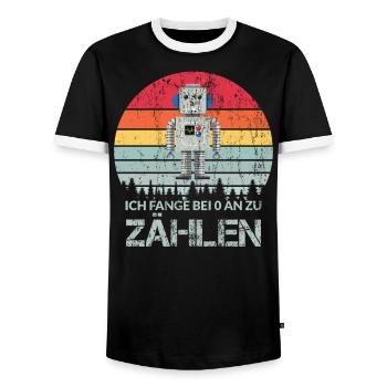 Ich fange bei 0 an zu zählen - Männer Kontrast-T-Shirt - Schwarz/Weiß - Vorne - AI Model Female 172 light (172cm) & AI Model Male 178 light (178cm)