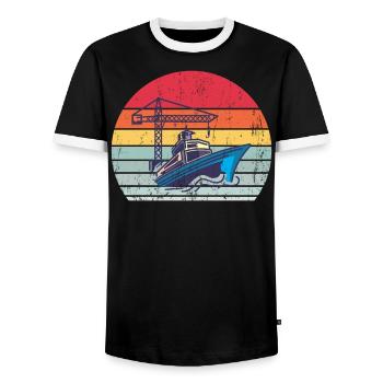 Navire en mer - T-shirt contrasté Homme - noir/blanc - Devant - AI Model Female 172 light (172cm) & AI Model Male 178 light (178cm)