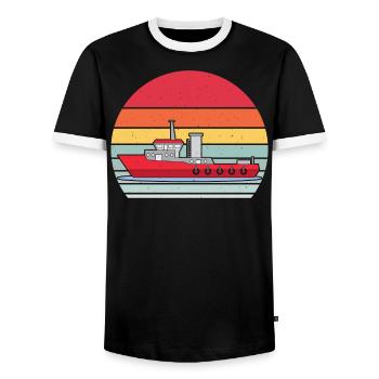 The boat - Men's Ringer Shirt - black/white - Front - AI Model Female 172 light (172cm) & AI Model Male 178 light (178cm)