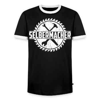 DER SELBERMACHER - Männer Kontrast-T-Shirt - Schwarz/Weiß - Vorne - AI Model Female 172 light (172cm) & AI Model Male 178 light (178cm)