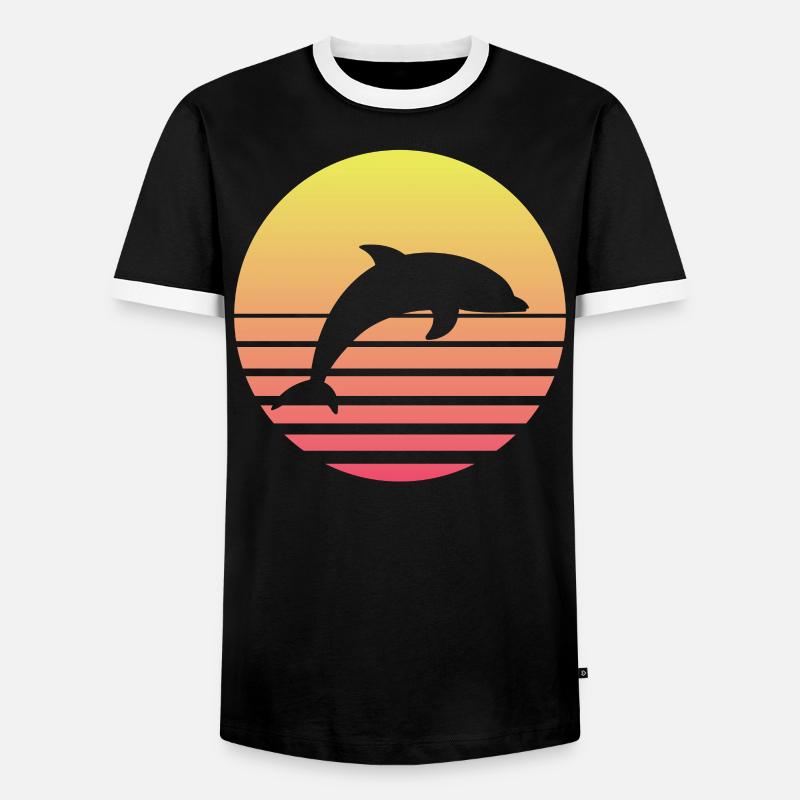 dolphins - Men's Ringer Shirt - black/white
