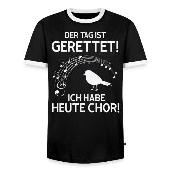 der tag ist gerettet! ich habe heute chor! - Männer Kontrast-T-Shirt - Schwarz/Weiß - Vorne - AI Model Female 172 light (172cm) & AI Model Male 178 light (178cm)