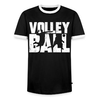 volley ball - Männer Kontrast-T-Shirt - Schwarz/Weiß - Vorne - AI Model Female 172 light (172cm) & AI Model Male 178 light (178cm)