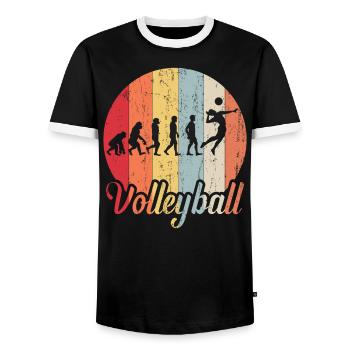 evolution volleyball - Männer Kontrast-T-Shirt - Schwarz/Weiß - Vorne - AI Model Female 172 light (172cm) & AI Model Male 178 light (178cm)