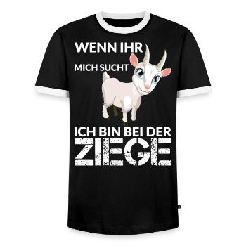 WENN IHR MICH SUCHT ICH BIN BEI DER ZIEGE - Männer Kontrast-T-Shirt - Schwarz/Weiß - Vorne - AI Model Female 172 light (172cm) & AI Model Male 178 light (178cm)