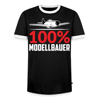 100% MODELLBAUER - Männer Kontrast-T-Shirt - Schwarz/Weiß - Vorne - AI Model Female 172 light (172cm) & AI Model Male 178 light (178cm)