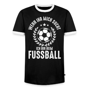 WENN IHR MICH SUCHT ICH BIN BEIM FUSSBALL - Männer Kontrast-T-Shirt - Schwarz/Weiß - Vorne - AI Model Female 172 light (172cm) & AI Model Male 178 light (178cm)