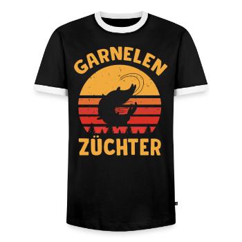 Garnelen Züchter - Männer Kontrast-T-Shirt - Schwarz/Weiß - Vorne - AI Model Female 172 light (172cm) & AI Model Male 178 light (178cm)