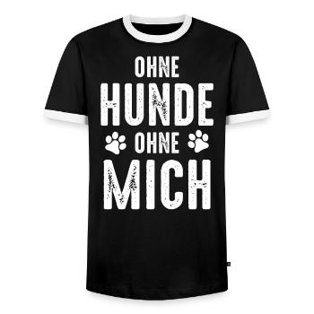 OHNE HUNDE OHNE MICH - Männer Kontrast-T-Shirt - Schwarz/Weiß - Vorne - AI Model Female 172 light (172cm) & AI Model Male 178 light (178cm)
