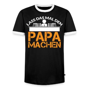 LASS DAS MAL DEN PAPA MACHEN - Männer Kontrast-T-Shirt - Schwarz/Weiß - Vorne - AI Model Female 172 light (172cm) & AI Model Male 178 light (178cm)