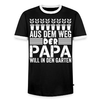 AUS DEM WEG DER PAPA WILL IN DEN GARTEN - Männer Kontrast-T-Shirt - Schwarz/Weiß - Vorne - AI Model Female 172 light (172cm) & AI Model Male 178 light (178cm)