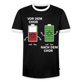 Nach dem Chor - Männer Kontrast-T-Shirt - Schwarz/Weiß - Vorne - AI Model Female 172 light (172cm) & AI Model Male 178 light (178cm)