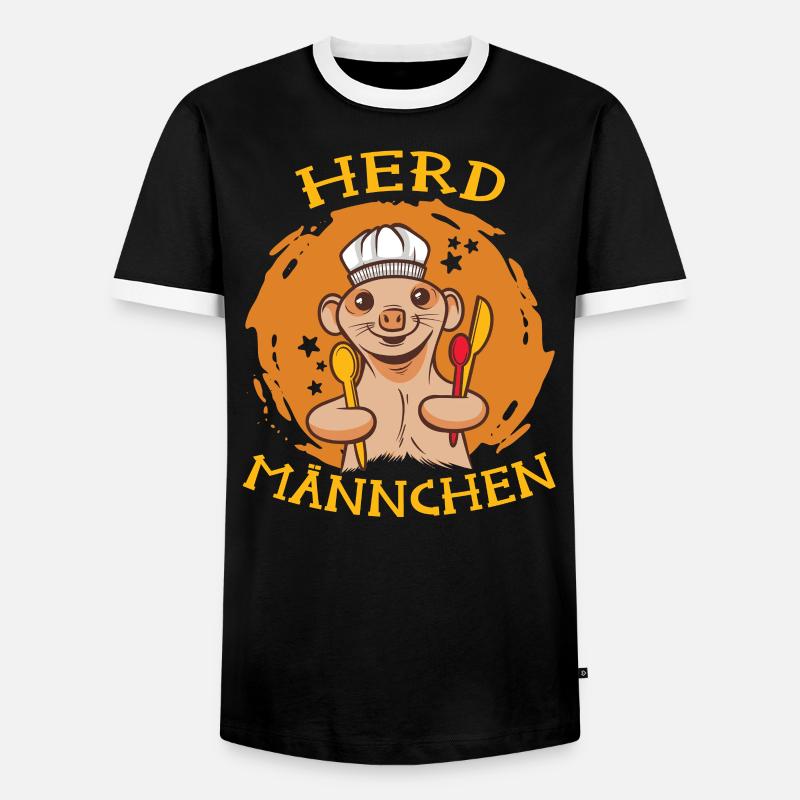 Herd Männchen das Erdmännchen - Männer Kontrast-T-Shirt - Schwarz/Weiß