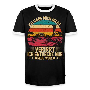 Wanderer Bergsteiger Berge Wanderausflug Wandern - Männer Kontrast-T-Shirt - Schwarz/Weiß - Vorne - AI Model Female 172 light (172cm) & AI Model Male 178 light (178cm)